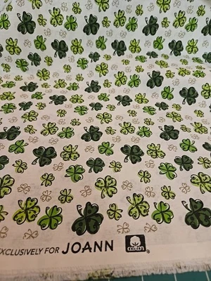 JO-ANN Jo Ann Lucky Shamrock Clover St Patricks Day Cotton Fabric By The Half Yard New
