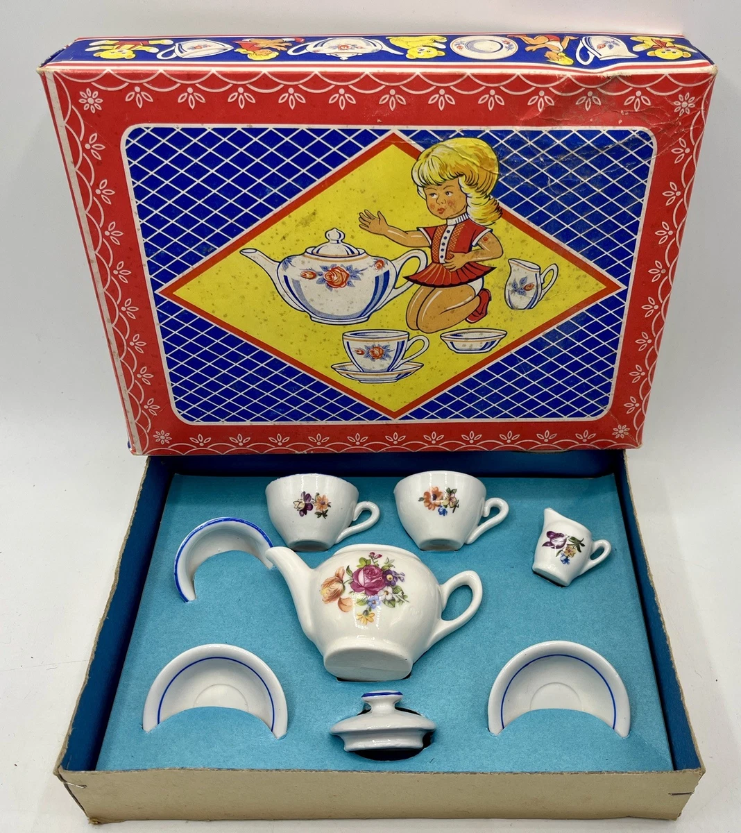 Dînette vintage Années 30/40 en porcelaine dans sa boîte d'origine