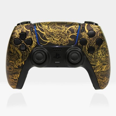 Black Dragon PS5 Controller Killscreen DualSense Custom Gold Clicky Pro Esports