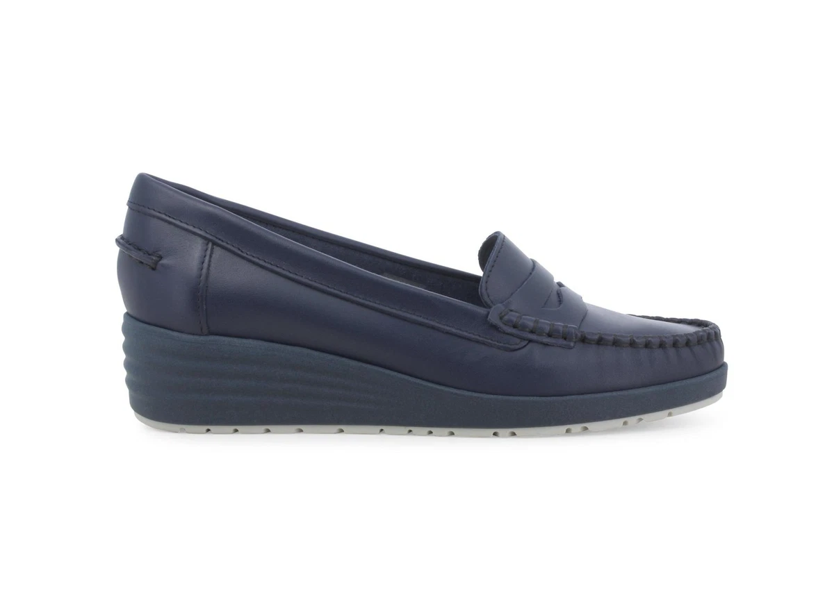 MARC JOSEPH NEW YORK Mocassini Donna In Vera Pelle – Slip-On Con Cinturino Intrecciato – Suola Sintetica, Plantare Imbottito – Blu Atlantico, 39 EU - 3