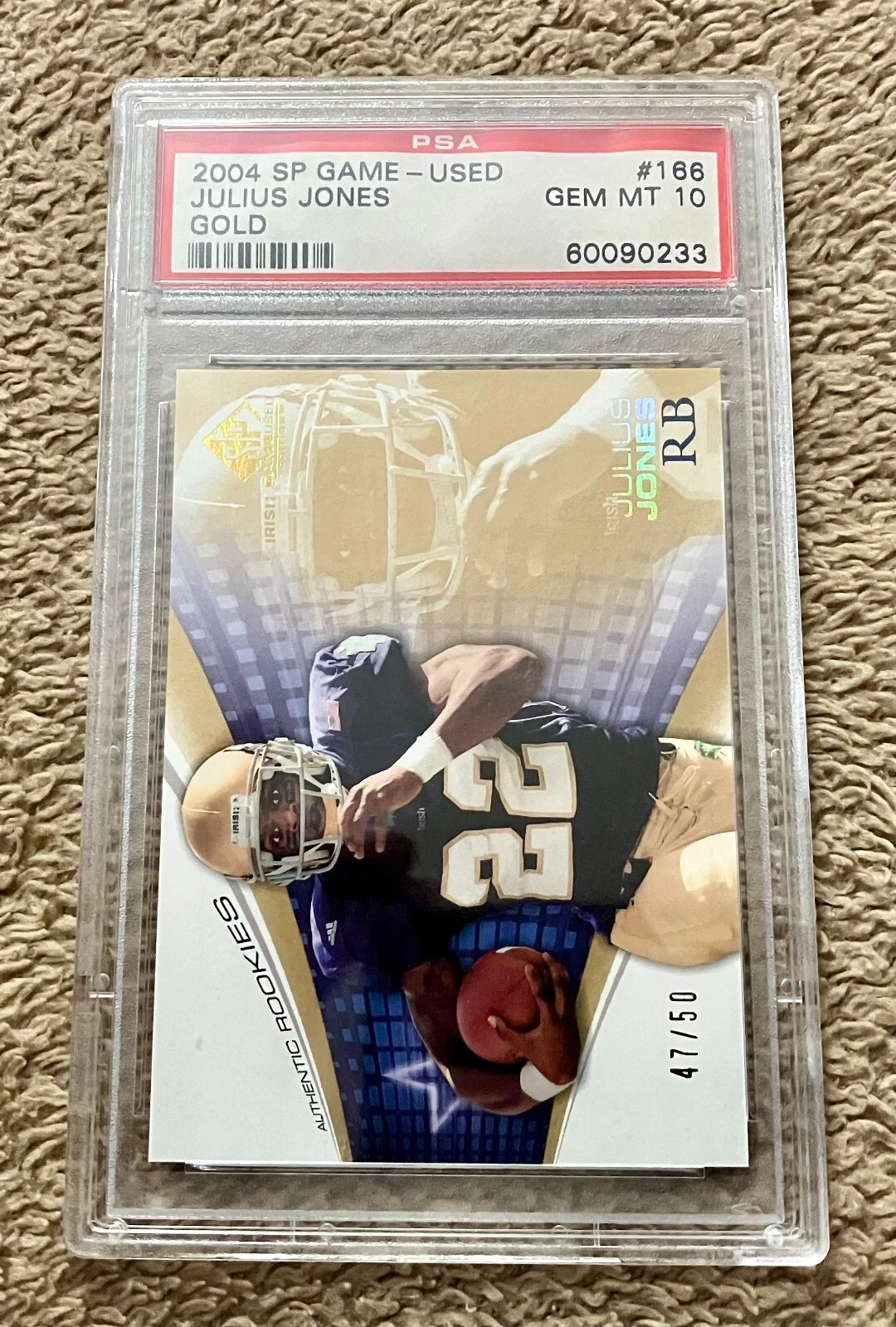 Julius Jones SP Game Used #166 Gold