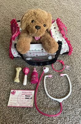 Barbie Hug N Heal Pet Doctor Brown Lab Interactive Puppy Carrier Bag Bone  Bottle