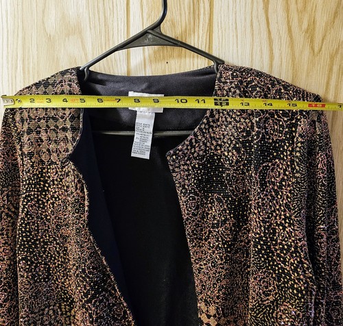 Giacca cardigan JBS Ltd Med scintillante metallico nero marrone multicolore metallizzata nuova con etichette - Foto 11 di 13