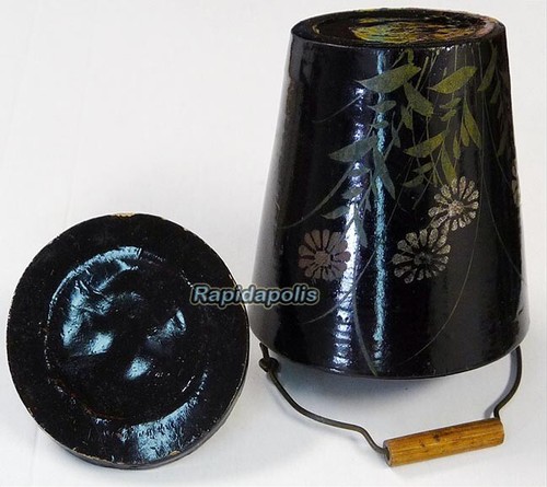 Antique Miniature Wooden Bucket or Pail with Original Lid + Moving Handle - Picture 6 of 10
