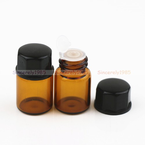 6X~120X Glass Dram Bottles 1ml ~ 3ml Sample Vials Orifice Reducer Essential Oils - Picture 11 of 17
