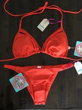 NWT M/XS M/L Luli Fama Kiss the Wave Caliente Sexy Skimpy Brazilian Bikini Set