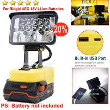 Super-Bright LED Work Light for Ridgid 18V Batteries 2800LM w/FAST CHARGE USB