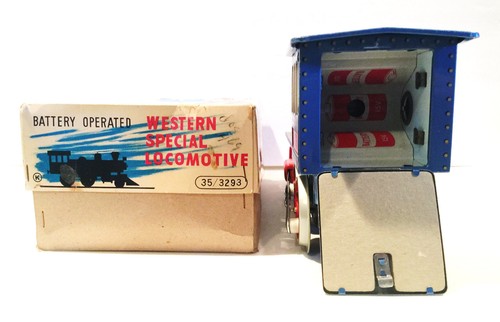VINTAGE BATTERIEBETRIEBENER MYSTERY ACTION WESTERN SONDERLOK ZINNZUG - Bild 7 von 12