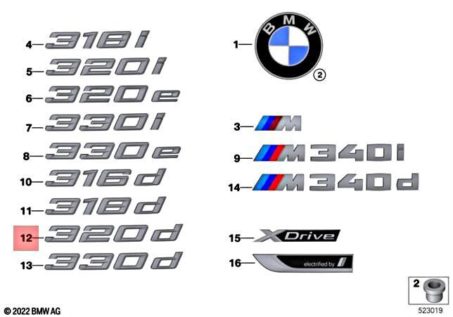 Genuine BMW G20 320d 320dX Sedan Lettering 51147457179 | eBay