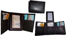 Lot of 3 new brown trifold leather men  s wallet 1 ID 9 card 2 bill spaces.