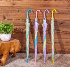 Umbrella Ladies men Birdcage Rain Strong Walking Length Clear Dome Brolly Border