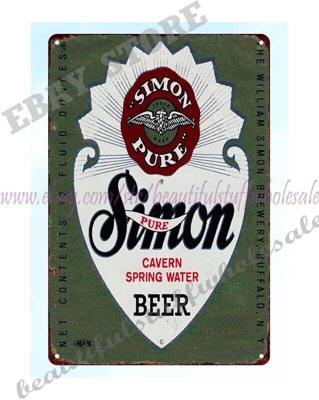 1930s Simon Pure Beer Brewery Buffalo NY metal tin sign brew pub wall decor