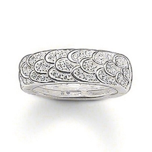 NEW Genuine Thomas Sabo 925 Silver CZ Feather wing Wrap Ring