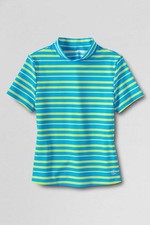 LANDS' END Little Girl's 4, 5/6 Stripe Mockneck Rash Guard Swim Shirt NWT