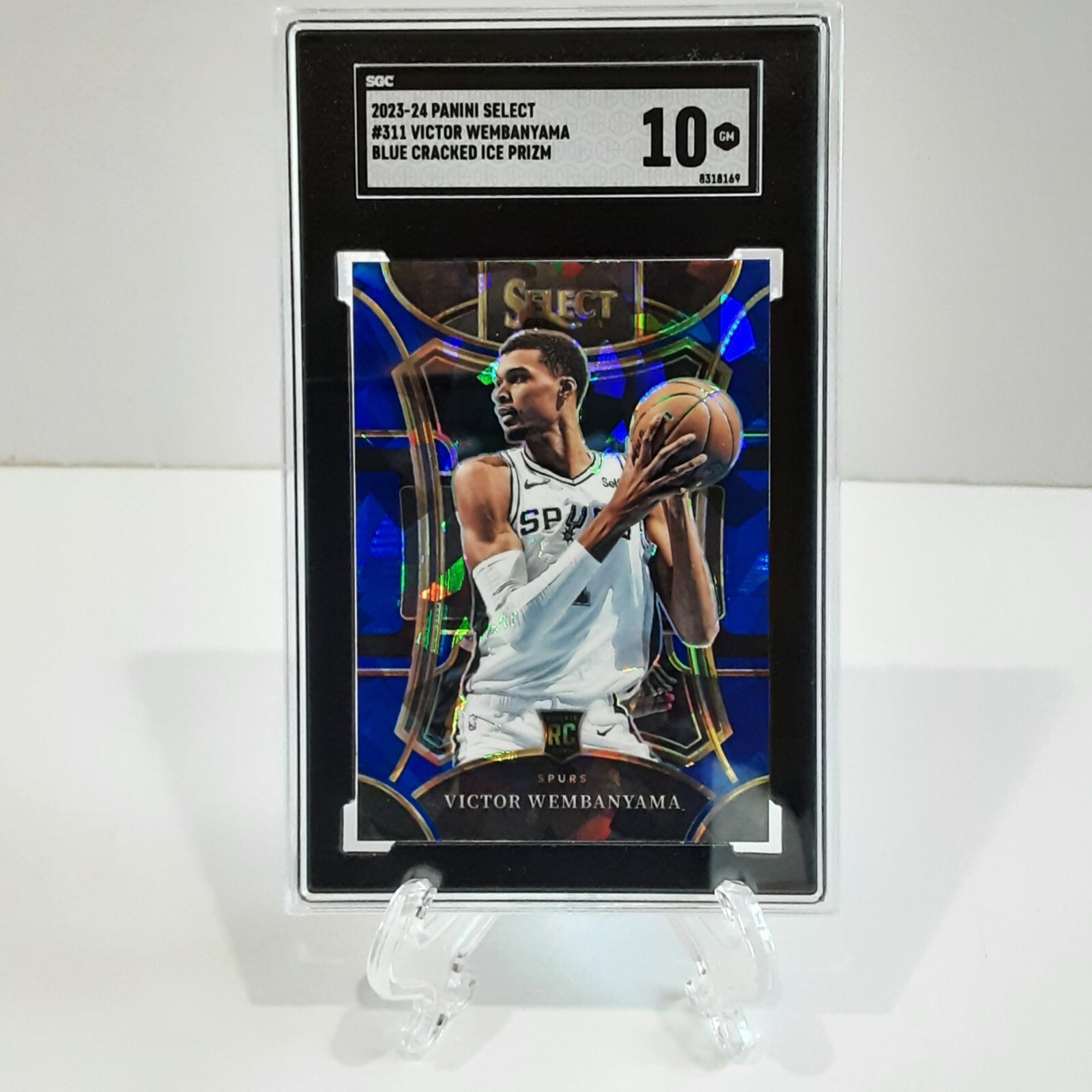 23-24 Victor Wembanyama Panini Select Blue Cracked Ice Prizm Mezzanine, SGC 10🔥
