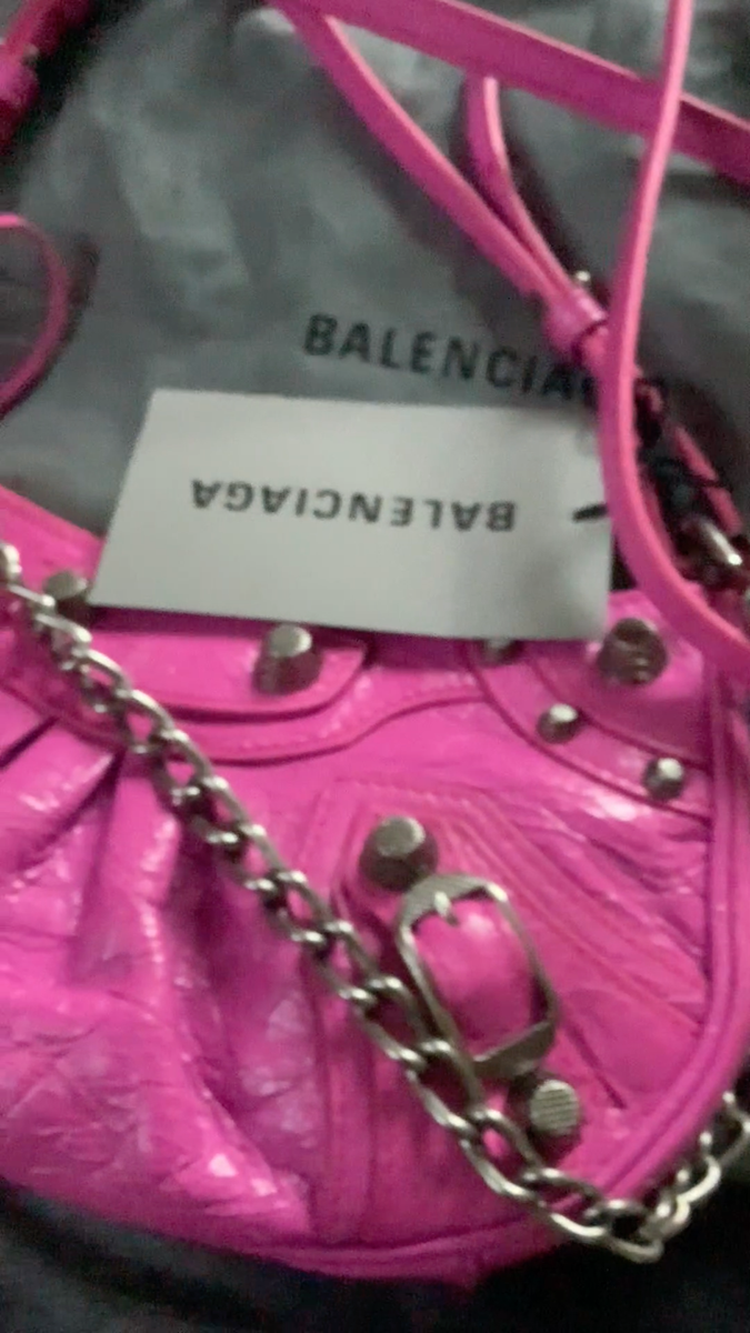BALENCIAGA MINI LE CAGOLE SHOULDER CROSSBODY BAG FLUO - HOT PINK
