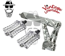 Vtg Double Twisted 21.1 Stem & Butterfly Triple Square Twisted 1/2 Pedals Chrome