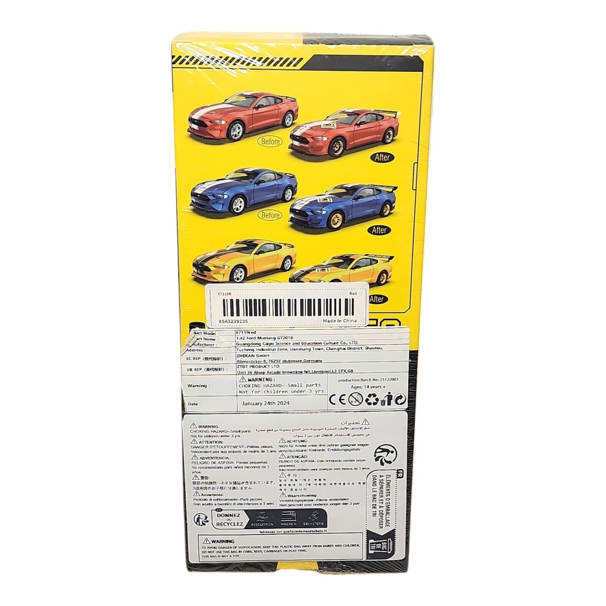 2018 Ford Mustang GT Toy Car Model Kit 1:42 Diecast Red Cool Chic