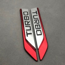 1piece 3D Red Metal Turbo Side Wing Badge Chrome Fender Emblem Decal Car Sticker