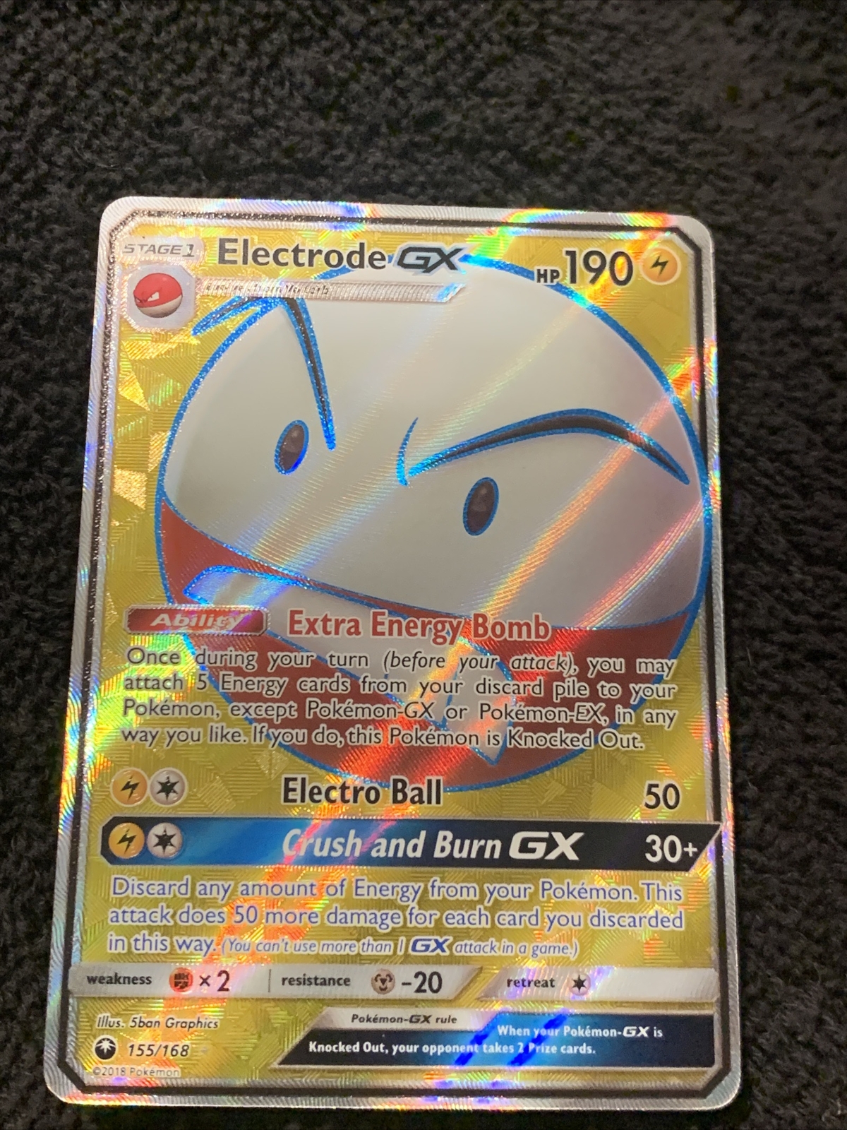 Pokemon SM Celestial Storm Electrode GX 155/168 Ultra Rare Holo MINT