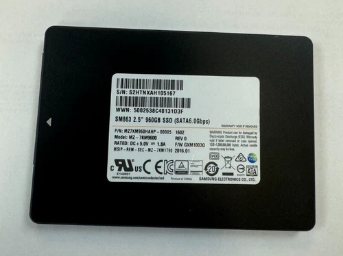 Samsung 960GB SM863 2.5" SSD Solid State Drive MZ7KM960HAHP-00005 MZ-7KM9600 - Picture 1 of 2