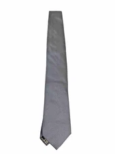 Burberry London 100% Silk Necktie Mens Silver Grey Striped Print Italy