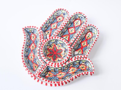 7-Piece Ceramic Serving Set   30x28cm Hand of Fatima Appetizer Plates