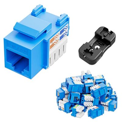 iwillink Cat6 RJ45 Keystone Jack 25-Pack and Keystone Punch-Down Stand 90-Deg...