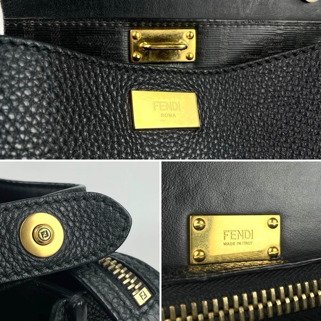 FENDI ショルダーバッグ Fendi 7VA476 Selleria Peekaboo Black Calfskin 2Way Briefcase