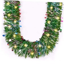 Christmas Decorations-14.7 FT Christmas Garland, Fluffy Soft Tinsel 1 pack