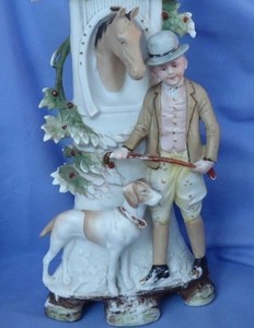 GERMAN SHORTHAIRED POINTER hunting dog man horse Victorian vase GERMAN 12" SALE