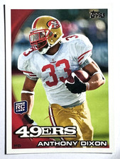 ROOKIE CARD ANTHONY DIXON San Francisco 49ers 2010 Topps Football Card #307