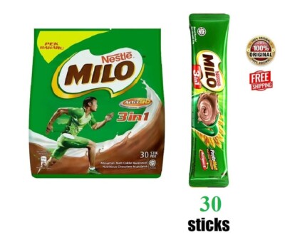 Malaysia's Nestle Milo 3 in 1 Instant Drinks (33gm x 30 Sticks) - Free Shipping