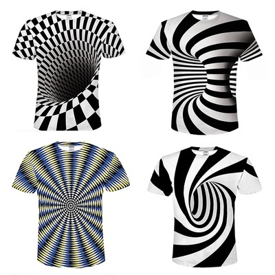 3D Optical illusion T-Shirt Hypnosis Swirl Print Men Women Short Sleeve Tee Tops | eBay