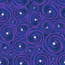 Blank Quilting  Lost in Space Swirls w/ Stars Purple Cotton Fabric by The Yard