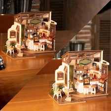 Rolife No.17 Café DIY Miniature Dollhouse 3D Wooden  Toys LED Decor Kids Gifts