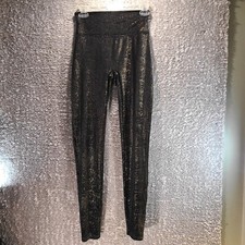 Spanx Black, Gold Shimmer Velvet Leggings Women's Size Small Polyester Preppy