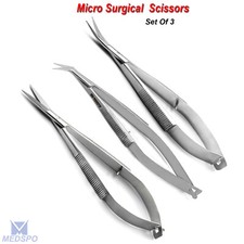Micro Dissecting Surgical Noyes Scissors Ophthalmic Spring Action Shears Set CE