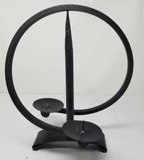 Industrial Floating Iron Candle Holder Stand Round Minimalist Design Imperfect