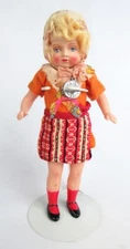 Sweden Kajsa Minerva Germany Celluloid Jointed Limbs Curly Blonde Girl 7" Doll