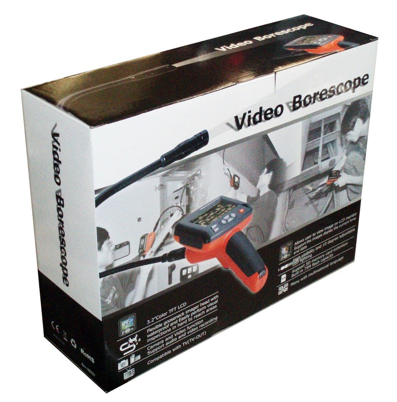 BS-150 3.2" Borescope Gooseneck Video Capture SD USB TVout Save Photo 17mm 3 ft