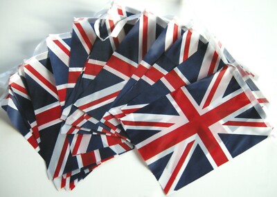 Stoff Union Jack Wimpelkette 20 Flaggen 5,5 m/18 Fuß - kostenloser Versand 2. Klasse