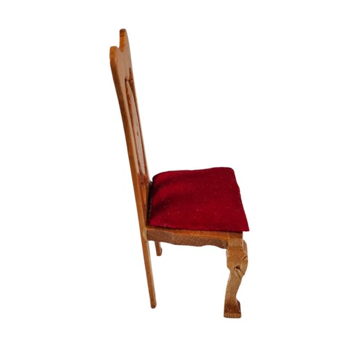 Dollhouse Furniture Victorian Wood Red Velvet Chair - 1:12 - Picture 5 of 6