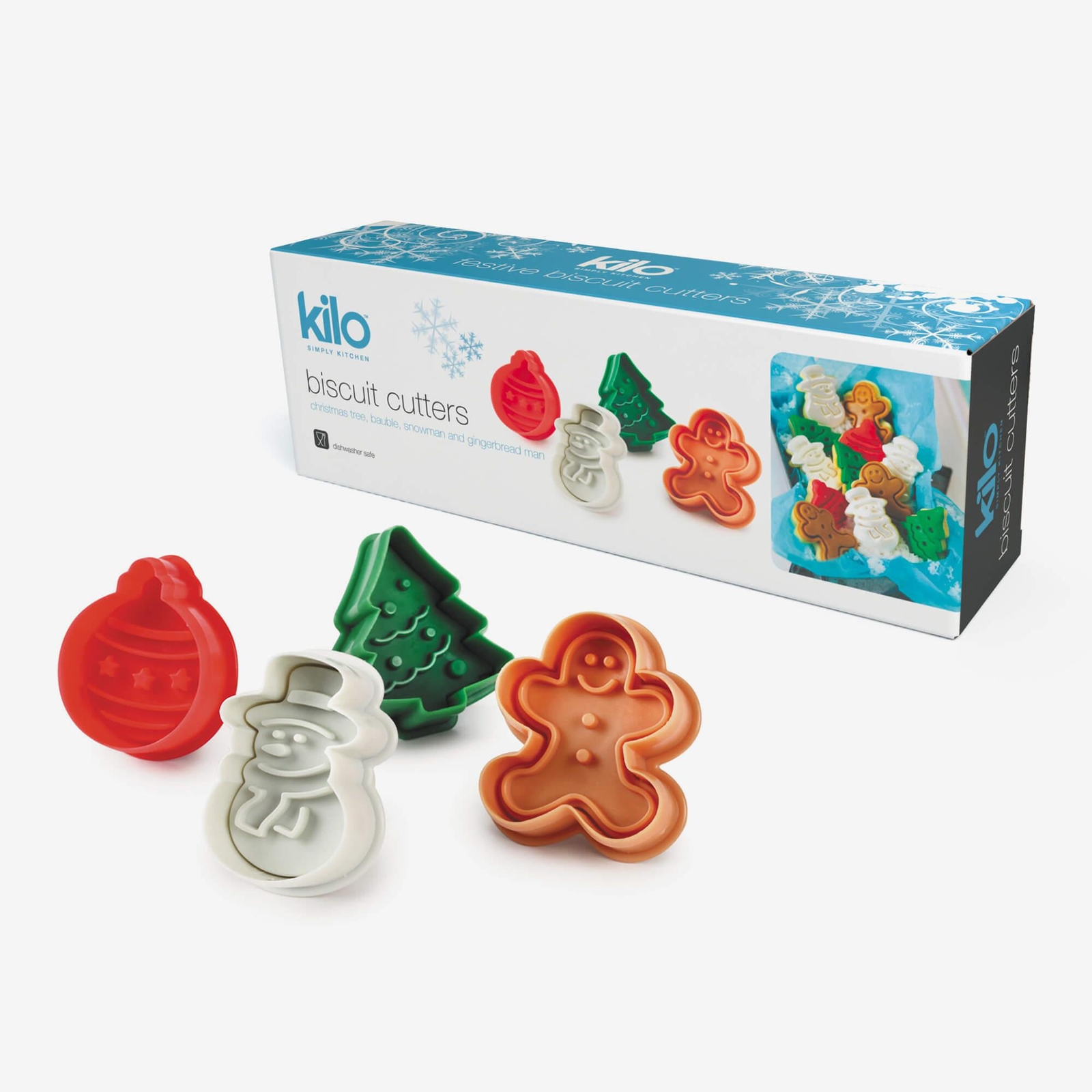 Kilo Christmas Cookie Cutters, Set of 4 Xmas Festive Biscuit Press Cutters
