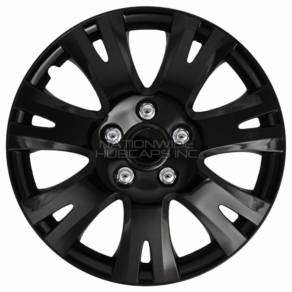 16" Set of 4 Black Wheel Covers Snap On Full Hub Caps fits R16 Tire & Steel Rim - Image 3 of 4
