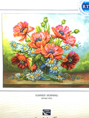 Summer Morning Poppies and Daisies in Vase RTO LTD UK Cross Stitch Kit M70011