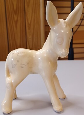 Vintage Ceramic Mule Donkey Figure Creamy off-white