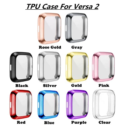 QVBWORLD Soft TPU Full Cover Case For Fitbit Versa 2 Protective Bumper Screen Protector