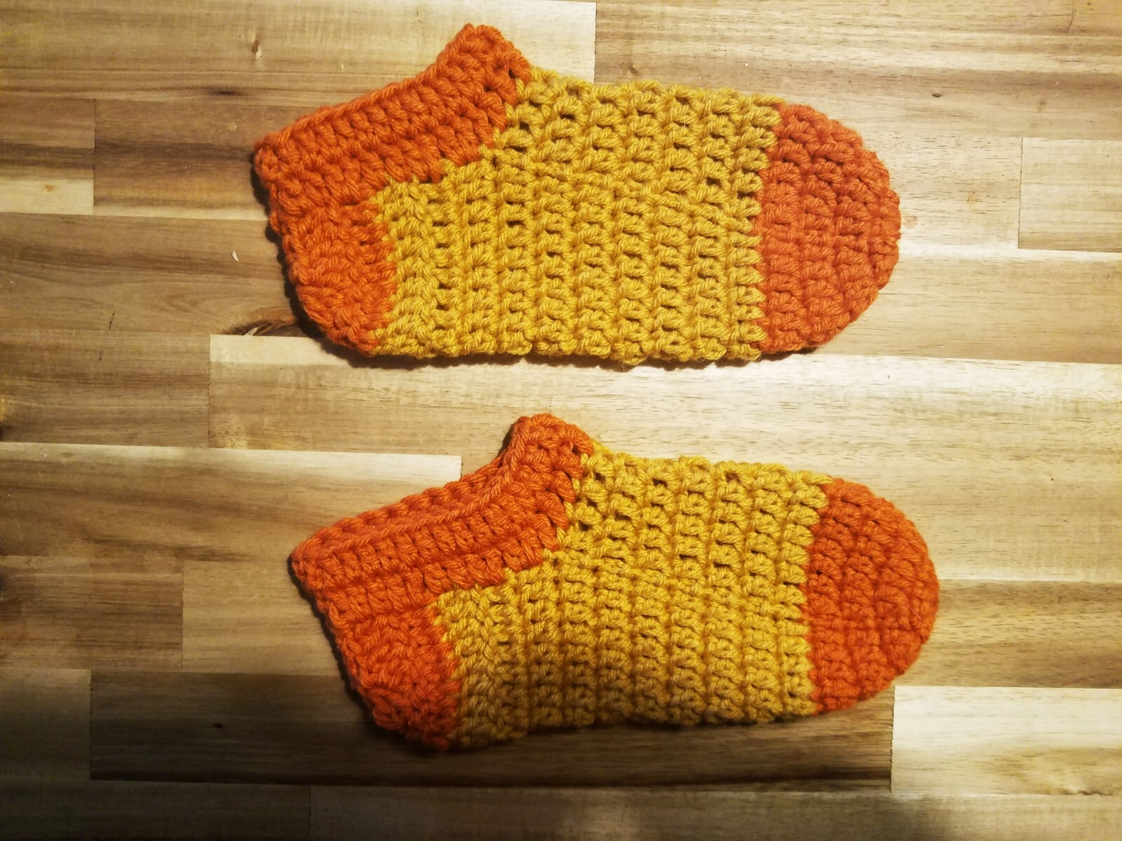 PANTOFOLA D’ORO Pantofole fatte a mano taglia 5 7 oro arancione all'uncinetto