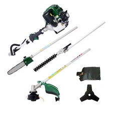 4 in 1 Multi-function Pruning Tool with Petrol Pole Saw, Hedge Trimmer  Lawn